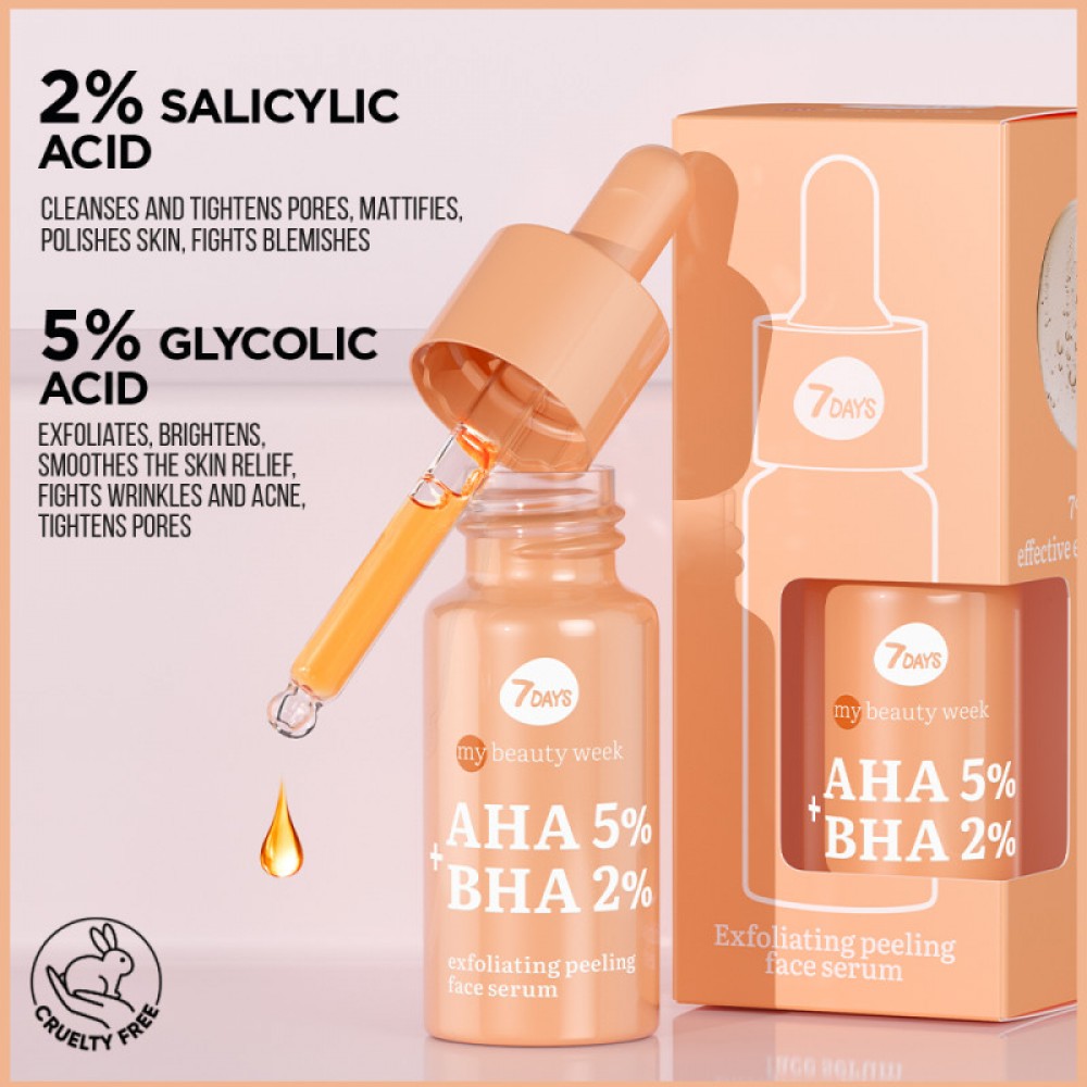 7DAYS My Beauty Week AHA 5% + BHA 2% Exfoliating Peeling Face Serum 20ml SKINCARE