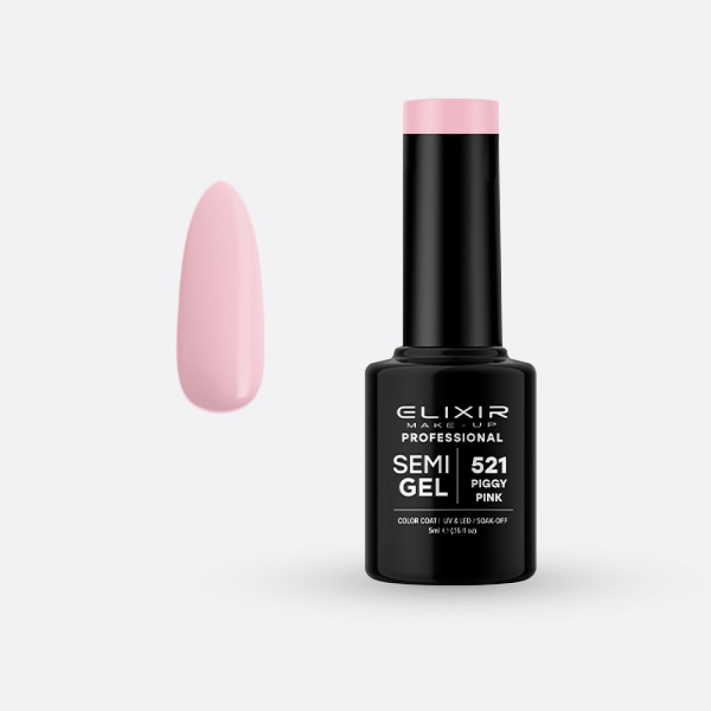 ELIXIR Ημιμόνιμο βερνίκι 5ml – #521 (Piggy Pink) ΗΜΙΜΟΝΙΜΑ